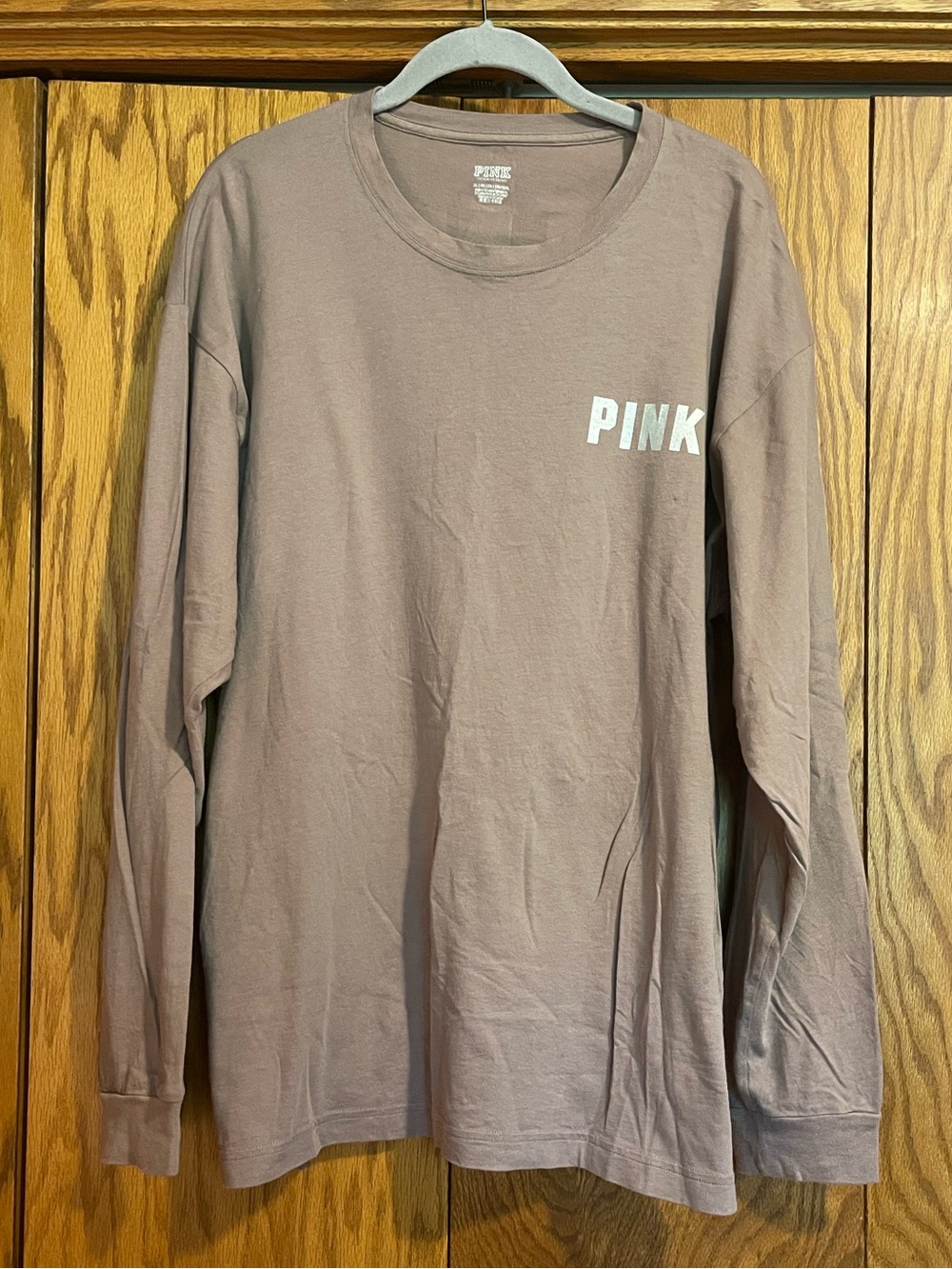 PINK Victoria's Secret Long-Sleeve Crew Tee in Dusty Mauve